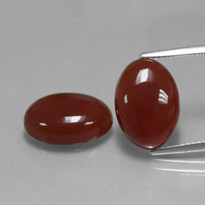 Gemas de cornalina rojo natural de  ct, corte óvalo, translúcido