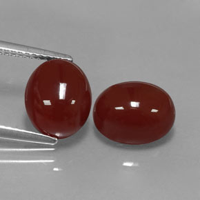 Gemas de cornalina rojo natural de  ct, corte óvalo, translúcido