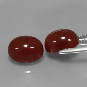Gemas de cornalina rojo natural de  ct, corte óvalo, translúcido
