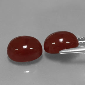 Gemas de cornalina rojo natural de  ct, corte óvalo, translúcido