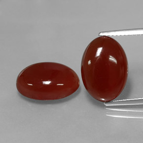 Gemas de cornalina rojo natural de  ct, corte óvalo, translúcido