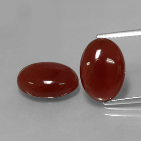 Gemas de cornalina rojo natural de  ct, corte óvalo, translúcido