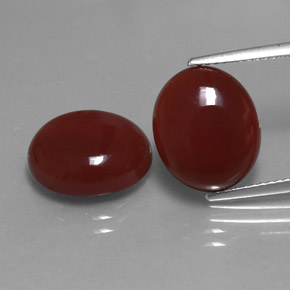 Gemas de cornalina rojo natural de  ct, corte óvalo, translúcido