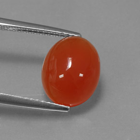 Cornalina naranja natural de 3,77 ct, corte óvalo, translúcido