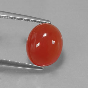 Cornalina naranja natural de 3,68 ct, corte óvalo, translúcido