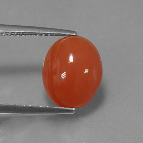 Cornalina naranja natural de 3,33 ct, corte óvalo, translúcido