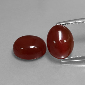 Gemas de cornalina rojo natural de  ct, corte óvalo, translúcido