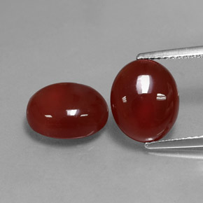 Gemas de cornalina rojo natural de  ct, corte óvalo, translúcido