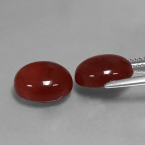 Gemas de cornalina rojo natural de  ct, corte óvalo, translúcido
