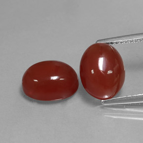 Gemas de cornalina rojo natural de  ct, corte óvalo, translúcido
