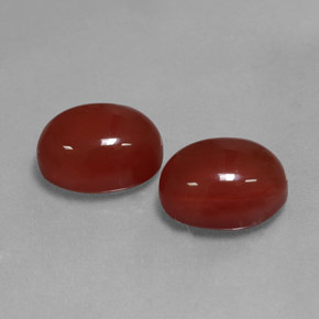 Gemas de cornalina rojo natural de  ct, corte óvalo, translúcido