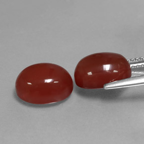 Gemas de cornalina rojo natural de  ct, corte óvalo, translúcido