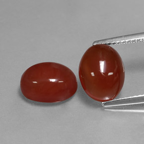 Gemas de cornalina rojo natural de  ct, corte óvalo, translúcido