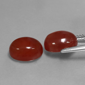 Gemas de cornalina rojo natural de  ct, corte óvalo, translúcido