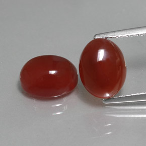 Gemas de cornalina rojo natural de  ct, corte óvalo, translúcido