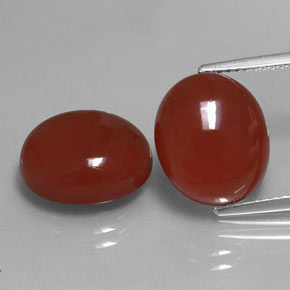 Gemas de cornalina rojo natural de  ct, corte óvalo, translúcido