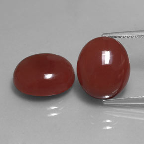Gemas de cornalina rojo natural de  ct, corte óvalo, translúcido