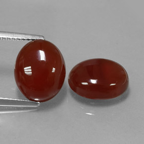 Gemas de cornalina rojo natural de  ct, corte óvalo, translúcido