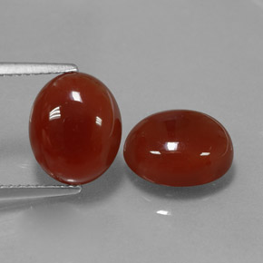 Gemas de cornalina rojo natural de  ct, corte óvalo, translúcido