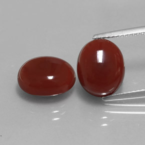 Gemas de cornalina rojo natural de  ct, corte óvalo, translúcido