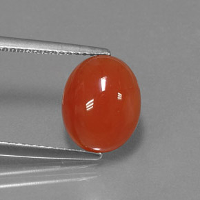 Cornalina naranja natural de 3,53 ct, corte óvalo, translúcido