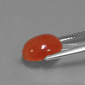 Cornalina naranja natural de 3,53 ct, corte óvalo, translúcido
