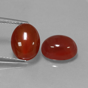 Gemas de cornalina rojo natural de  ct, corte óvalo, translúcido
