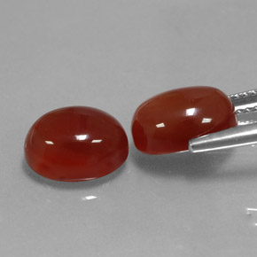 Gemas de cornalina rojo natural de  ct, corte óvalo, translúcido