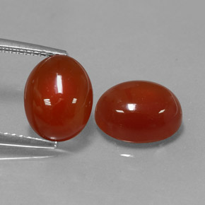 Gemas de cornalina naranja natural de  ct, corte óvalo, translúcido