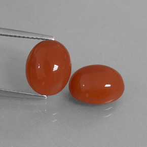 Gemas de Cornalina Naranja rojizo natural de 8.05 ct, Corte Óvalo, Translúcido