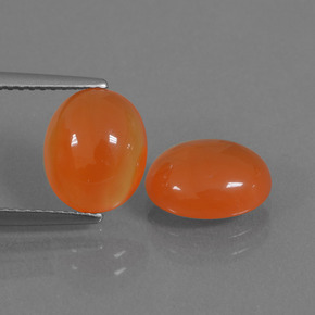 Gemas de Cornalina Naranja medio natural de 5.12 ct, Corte Óvalo, Translúcido