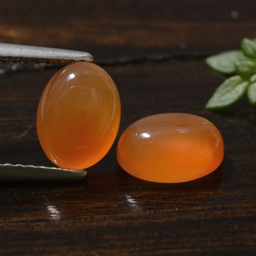 Gemas de cornalina naranja natural de 3,08 ct, corte óvalo, translúcido