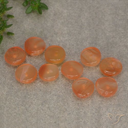 Gemas de Cornalina Naranja melocotón vívido natural de 6.11 ct, Forma elegante, Translúcido
