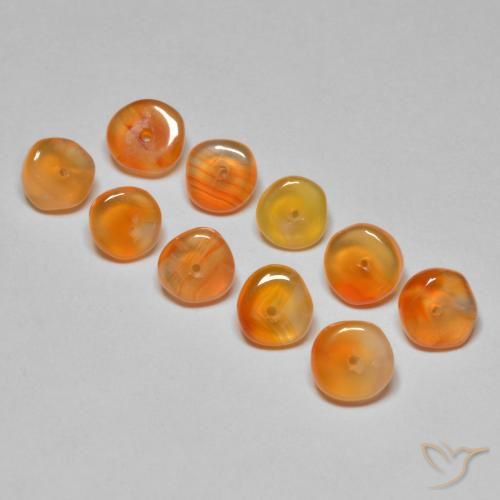 Gemas de cornalina naranja natural de 5,07 ct, forma elegante, translúcido