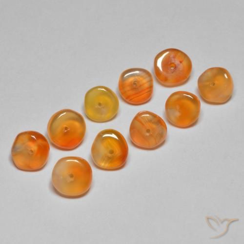 Gemas de cornalina naranja natural de 5,07 ct, forma elegante, translúcido