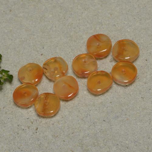 Gemas de cornalina naranja natural de 6,08 ct, forma elegante, transparente