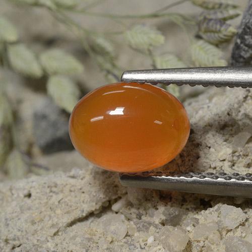 Cornalina Naranja medio natural de 1.33 ct, Corte Óvalo, Translúcido