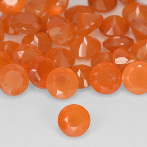 Cornalina Naranja melocotón vívido natural de 0.25 ct, Redondo, Translúcido