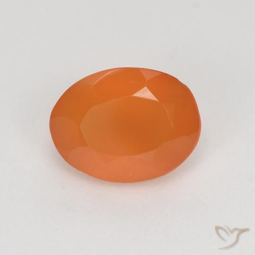 Cornalina Naranja melocotón vívido natural de 1.03 ct, Corte Óvalo, Translúcido