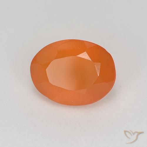 Cornalina Naranja melocotón vívido natural de 1.03 ct, Corte Óvalo, Translúcido