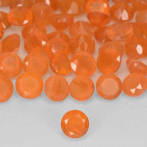 Gemas de Cornalina Naranja medio natural de 1.11 ct, Corte Redondo, Translúcido
