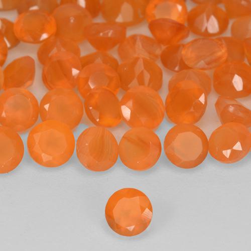 Gemas de Cornalina Naranja medio natural de 1.11 ct, Corte Redondo, Translúcido