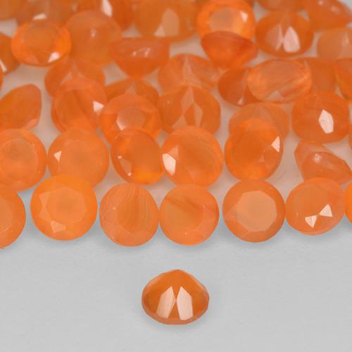 Gemas de Cornalina Naranja medio natural de 1.11 ct, Corte Redondo, Translúcido