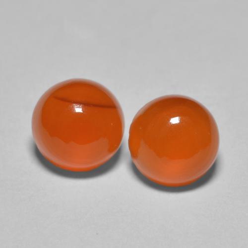 Gemas de cornalina naranja medio natural de 1,89 ct, corte redondo, translúcido