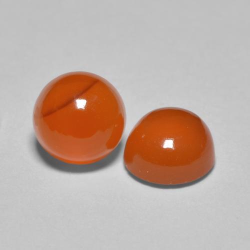 Gemas de cornalina naranja medio natural de 1,89 ct, corte redondo, translúcido