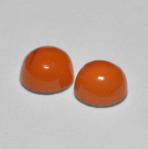 Gemas de cornalina naranja medio natural de 1,89 ct, corte redondo, translúcido
