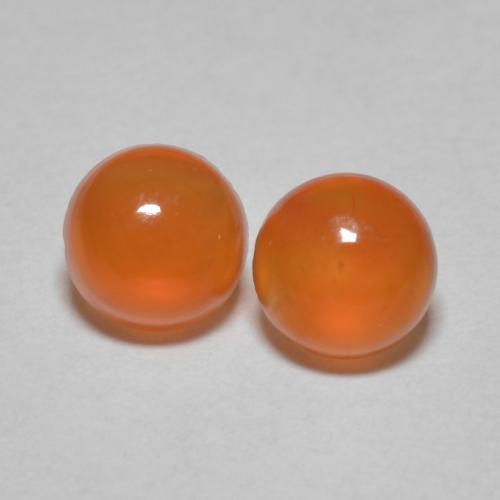 Gemas de Cornalina Naranja medio natural de 0.95 ct, Corte Redondo, Transparente