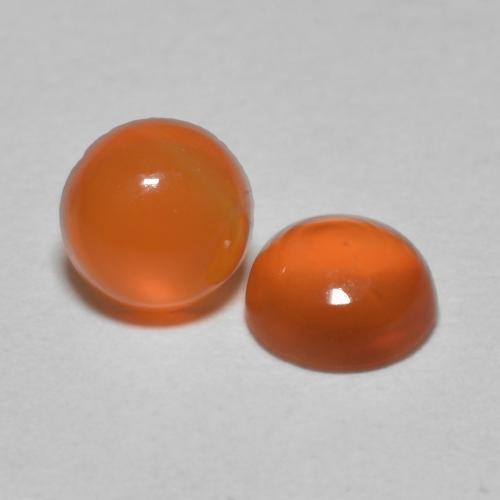 Gemas de Cornalina Naranja medio natural de 0.95 ct, Corte Redondo, Transparente