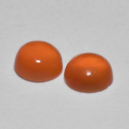 Gemas de Cornalina Naranja medio natural de 0.95 ct, Corte Redondo, Transparente