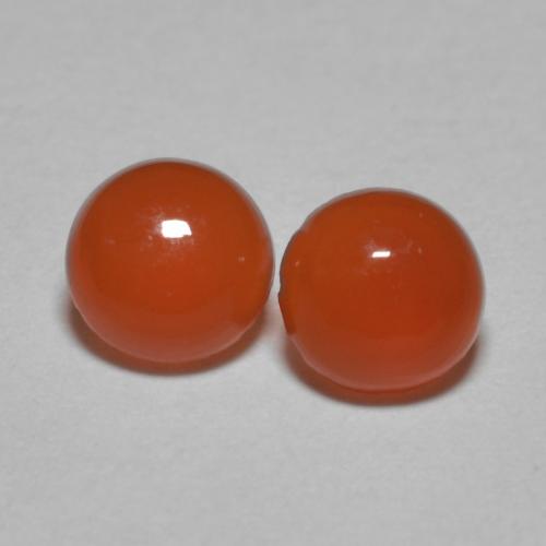 Gemas de cornalina naranja medio natural de 0,87 ct, corte redondo, translúcido